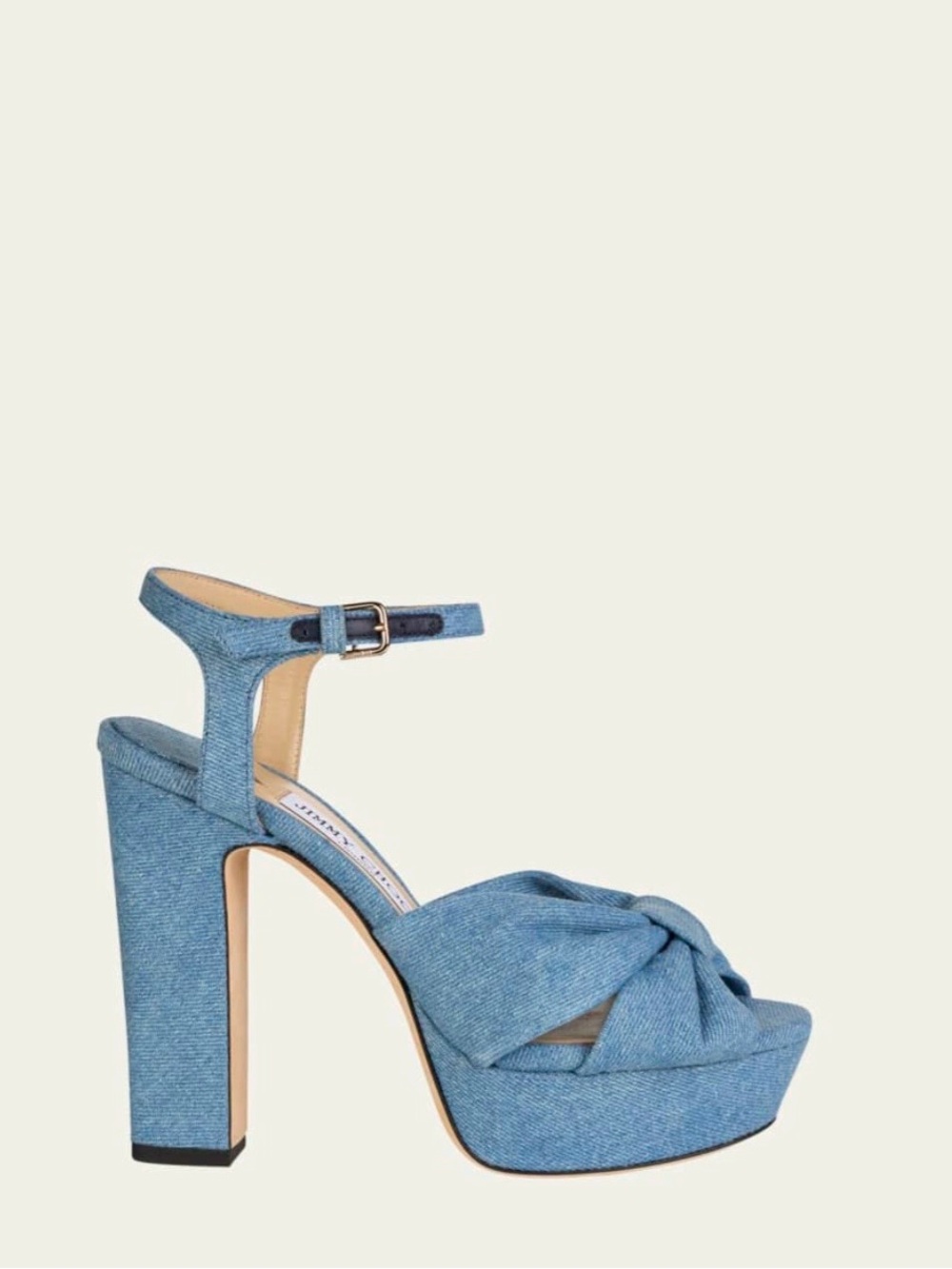 Denim Blue Platform Ankle-Strap Heels